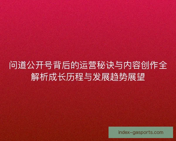 问道公开号背后的运营秘诀与内容创作全解析成长历程与发展趋势展望